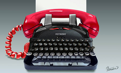 Telephone and Typewriter Combo