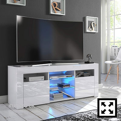 Furneo White TV Stand 120Cm