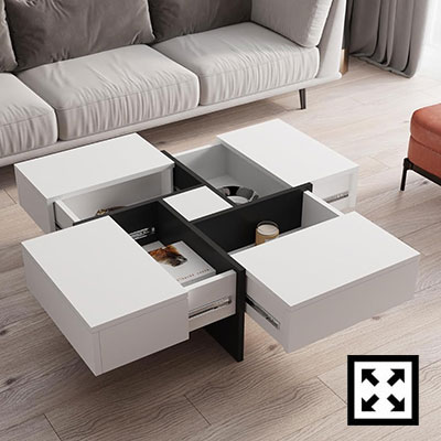 Innovative 4-Drawer Coffee Table with Storage by Bera