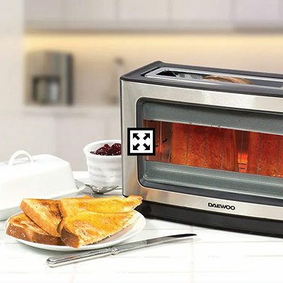 Daewoo 2-Slice Toaster Glass Front Wide Slot